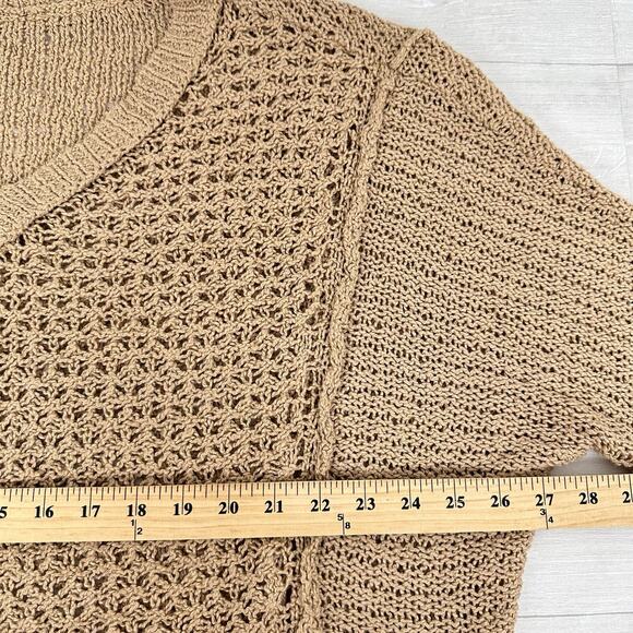 Free People Oversized Sweater Small Brown Boho V Neck Baja Laguna Open Knit - Picture 13 of 16
